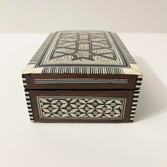 Vintage Wooden Jewelry Box Micro Mosaic Unmarked - Picture 6 of 16